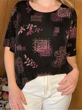 Vintage 1990s Draper’s & Damon’s Petite Abstract Print Blouse